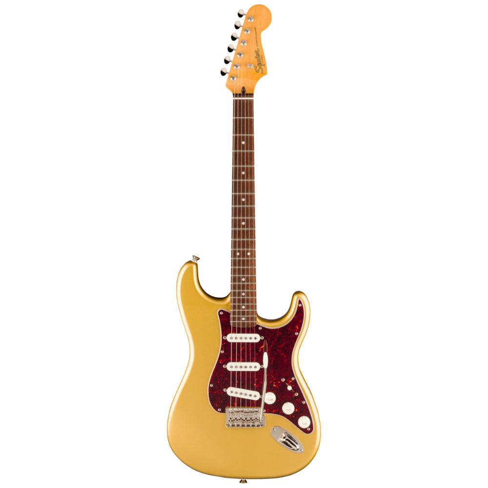 Squier FSR Classic Vibe '60s Stratocaster Aztec Gold Body View ; Squier FSR Classic Vibe '60s Stratocaster Aztec Gold Full View ; Squier FSR Classic Vibe '60s Stratocaster Aztec Gold Back View