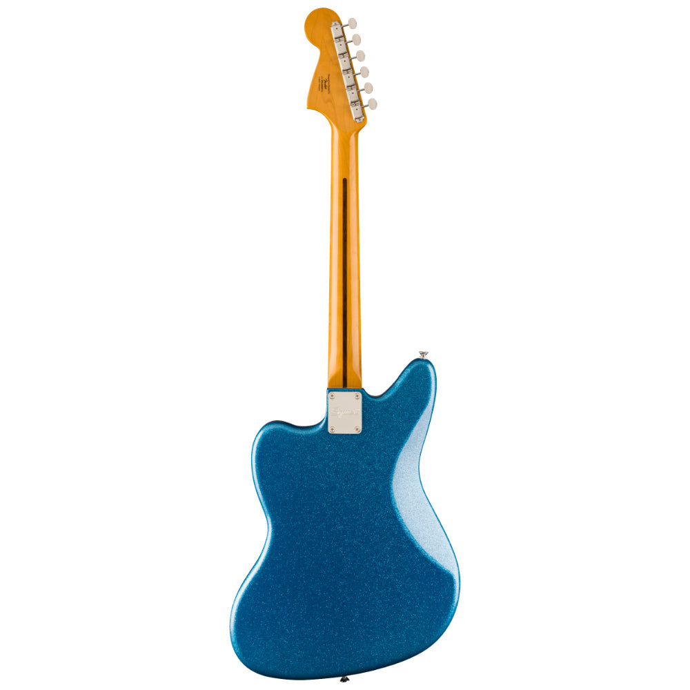 Squier Limited Edition Classic Vibe '70s Jaguar Blue Sparkle Body View ; Squier Limited Edition Classic Vibe '70s Jaguar Blue Sparkle Full View ; Squier Limited Edition Classic Vibe '70s Jaguar Blue Sparkle Back View