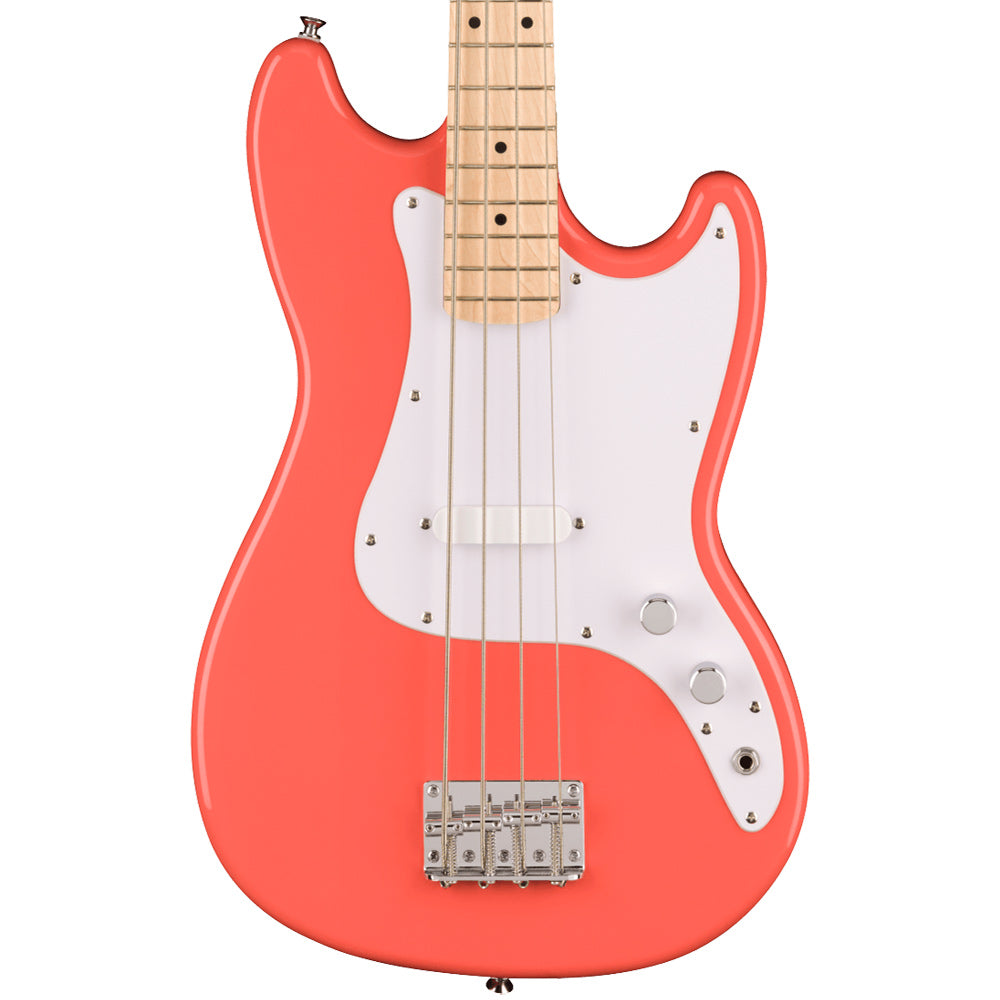 Squier Sonic Bronco Bass Tahitian Red Front ; Squier Sonic Bronco Bass Tahitian Red Full