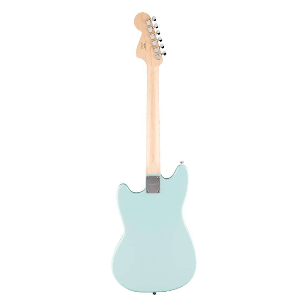 Squier Sonic Mustang Daphne Blue Body View ; Squier Sonic Mustang Daphne Blue Full View ; Squier Sonic Mustang Daphne Blue Back View