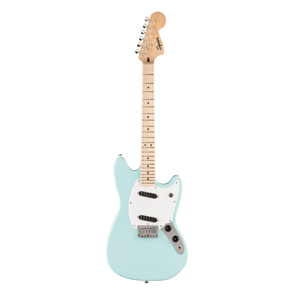 Squier Sonic Mustang Daphne Blue Body View ; Squier Sonic Mustang Daphne Blue Full View ; Squier Sonic Mustang Daphne Blue Back View