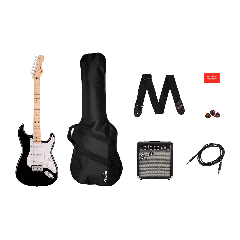 Squier Sonic Stratocaster Black Electric Guitar Pack ; Squier Sonic Stratocaster Black Electric Guitar Pack Contents