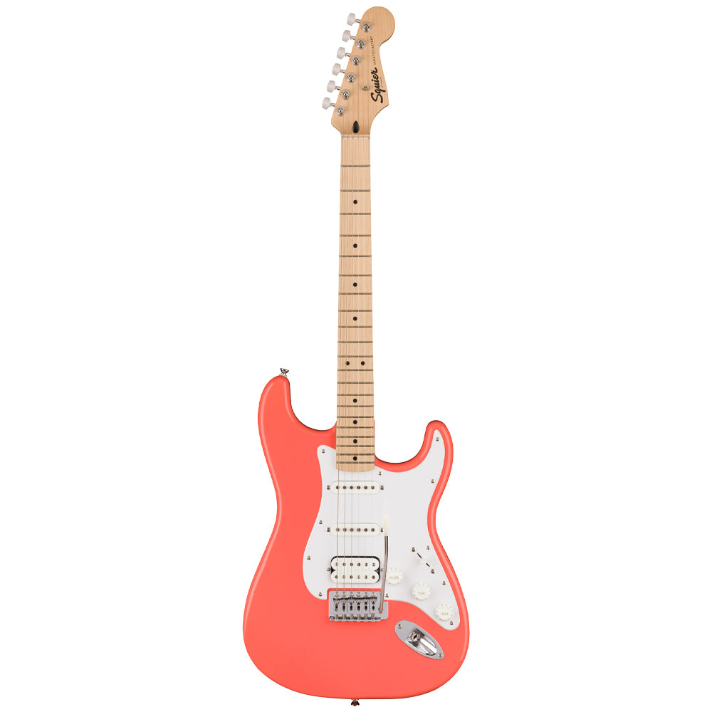 Squier Sonic Stratocaster HSS Tahition Coral Electric Guitar Front ; Squier Sonic Stratocaster HSS Tahition Coral Electric Guitar Full