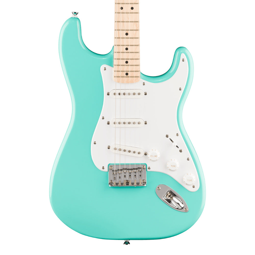 Squier Sonic Stratocaster HT Sea Foam Green Body View ; Squier Sonic Stratocaster HT Sea Foam Green Full View ; Squier Sonic Stratocaster HT Sea Foam Green Back View