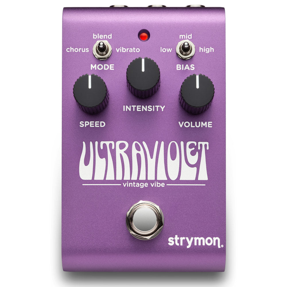 Strymon Ultraviolet Vintage Vibe Pedal ; Strymon Ultraviolet Vintage Vibe Pedal Angle ; Strymon Ultraviolet Vintage Vibe Pedal Rear
