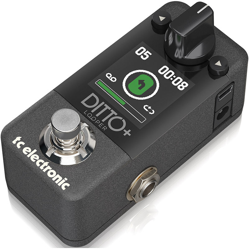 TC Electronic Ditto+ Looper Pedal front ; TC Electronic Ditto+ Looper Pedal side